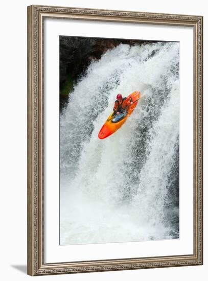 Kayaker Jumping from a Waterfall-Ivan Chudakov-Framed Photographic Print