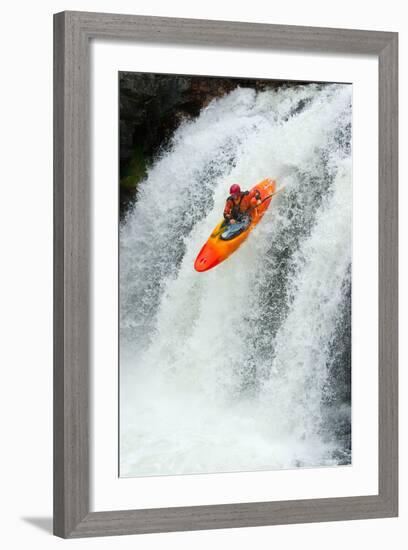 Kayaker Jumping from a Waterfall-Ivan Chudakov-Framed Photographic Print