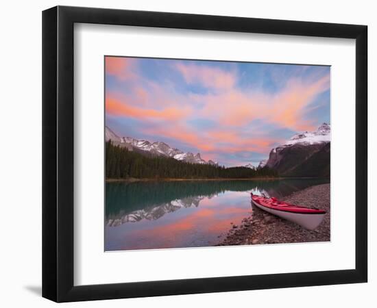 Kayaker on Maligne Lake, Jasper National Park, Alberta, Canada-Gary Luhm-Framed Photographic Print
