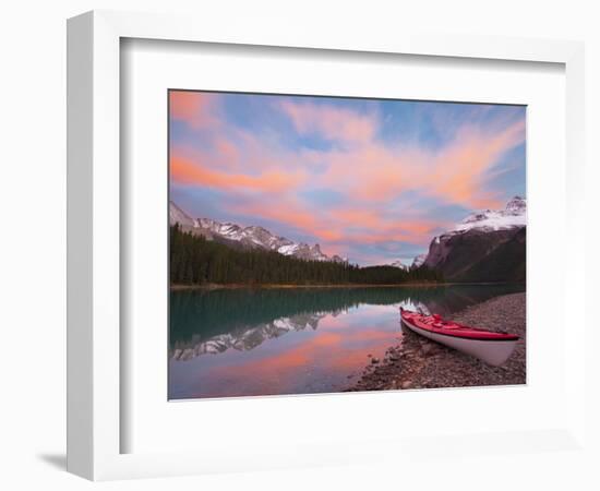 Kayaker on Maligne Lake, Jasper National Park, Alberta, Canada-Gary Luhm-Framed Photographic Print