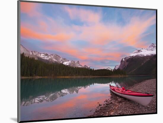 Kayaker on Maligne Lake, Jasper National Park, Alberta, Canada-Gary Luhm-Mounted Photographic Print