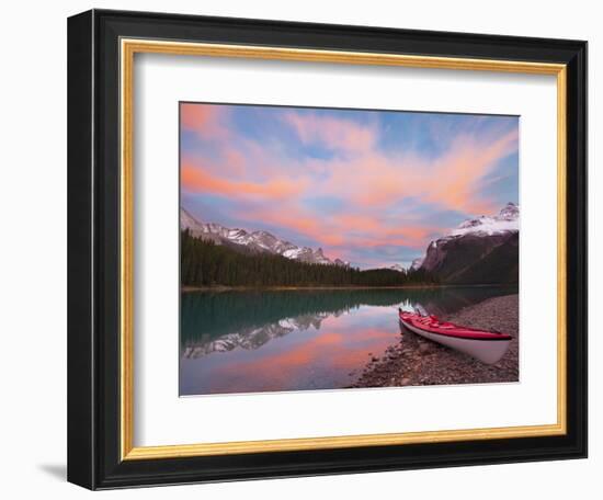 Kayaker on Maligne Lake, Jasper National Park, Alberta, Canada-Gary Luhm-Framed Photographic Print