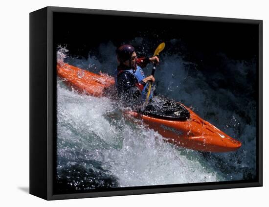 Kayaker on the White Salmon River, Gorge Games, Oregon, USA-Lee Kopfler-Framed Premier Image Canvas