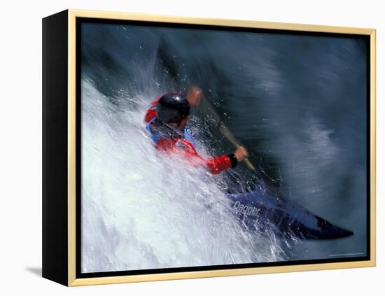 Kayaker on the White Salmon River, Gorge Games, Oregon, USA-Lee Kopfler-Framed Premier Image Canvas