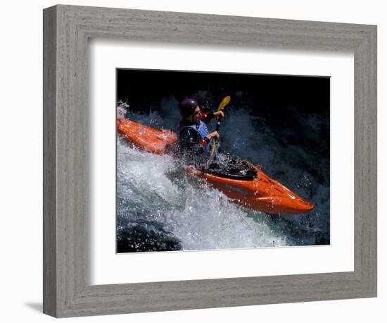 Kayaker on the White Salmon River, Gorge Games, Oregon, USA-Lee Kopfler-Framed Photographic Print