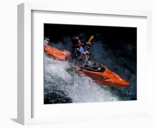 Kayaker on the White Salmon River, Gorge Games, Oregon, USA-Lee Kopfler-Framed Photographic Print