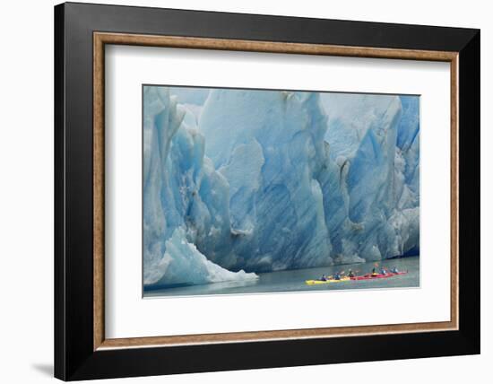 Kayaker's exploring Grey Lake, Torres del Paine National Park, Chile, Patagonia-Adam Jones-Framed Photographic Print