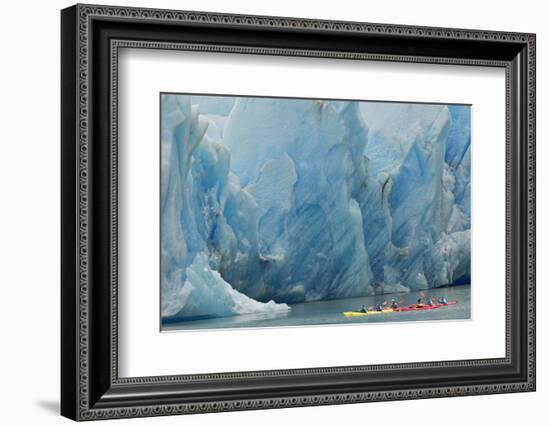 Kayaker's exploring Grey Lake, Torres del Paine National Park, Chile, Patagonia-Adam Jones-Framed Photographic Print