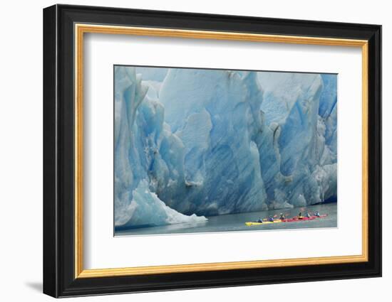 Kayaker's exploring Grey Lake, Torres del Paine National Park, Chile, Patagonia-Adam Jones-Framed Photographic Print