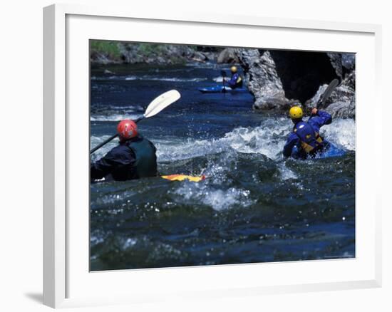 Kayakers at Velvet Falls, Salmon River, Frank Church River of No Return Wilderness, Idaho, USA-Scott T. Smith-Framed Photographic Print