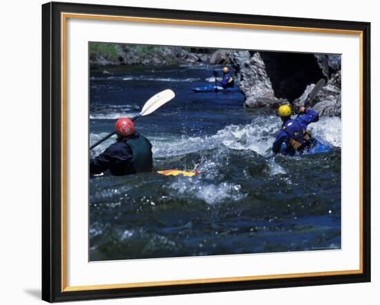 Kayakers at Velvet Falls, Salmon River, Frank Church River of No Return Wilderness, Idaho, USA-Scott T. Smith-Framed Photographic Print