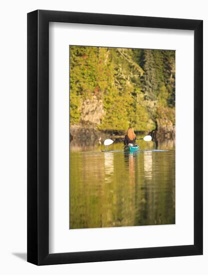 Kayakers in Clam Cove near Browning Passage, Northern Vancouver Island, British Columbia, Canada-Stuart Westmorland-Framed Photographic Print