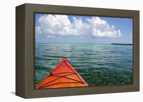 Kayaking in Clear Waters, Southwater Cay, Belize-Cindy Miller Hopkins-Framed Premier Image Canvas