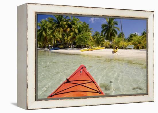 Kayaking in Clear Waters, Southwater Cay, Belize-Cindy Miller Hopkins-Framed Premier Image Canvas