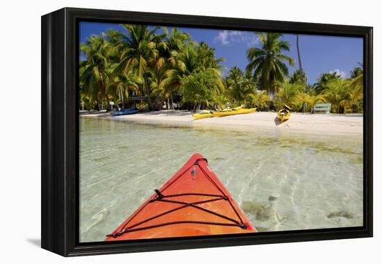 Kayaking in Clear Waters, Southwater Cay, Belize-Cindy Miller Hopkins-Framed Premier Image Canvas