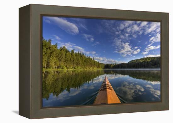 Kayaking on Beaver Lake in the Stillwater State Forest Near Whitefish, Montana, Usa-Chuck Haney-Framed Premier Image Canvas