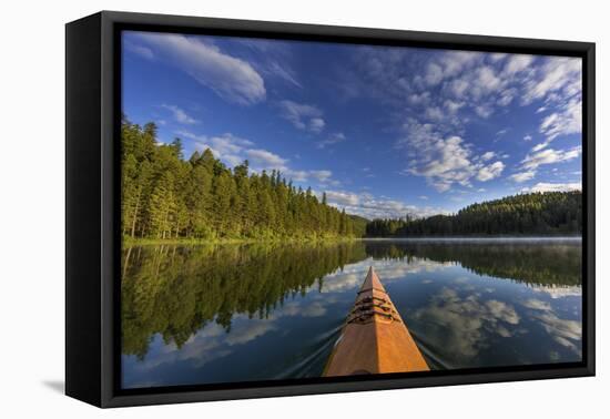 Kayaking on Beaver Lake in the Stillwater State Forest Near Whitefish, Montana, Usa-Chuck Haney-Framed Premier Image Canvas