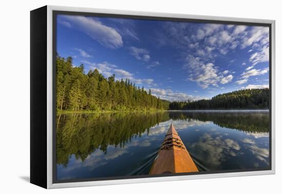 Kayaking on Beaver Lake in the Stillwater State Forest Near Whitefish, Montana, Usa-Chuck Haney-Framed Premier Image Canvas