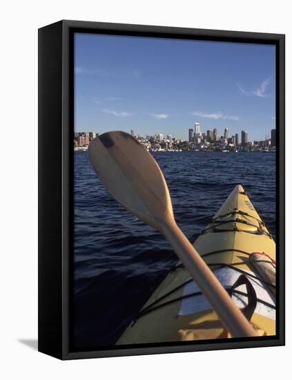 Kayaking on Lake Union, Seattle, Washington, USA-Connie Ricca-Framed Premier Image Canvas