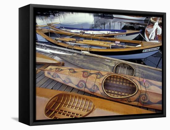Kayaks and Rowboats at the Center for Wooden Boats, Seattle, Washington, USA-William Sutton-Framed Premier Image Canvas