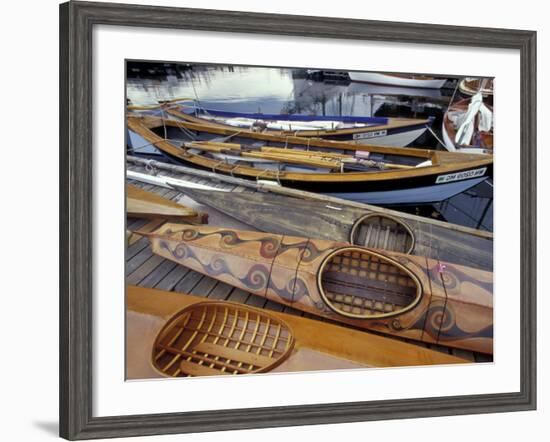 Kayaks and Rowboats at the Center for Wooden Boats, Seattle, Washington, USA-William Sutton-Framed Photographic Print