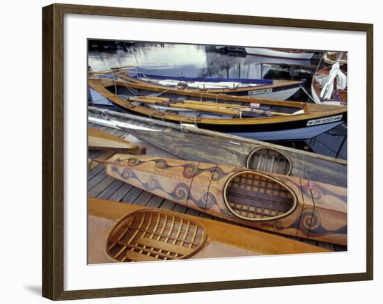 Kayaks and Rowboats at the Center for Wooden Boats, Seattle, Washington, USA-William Sutton-Framed Photographic Print