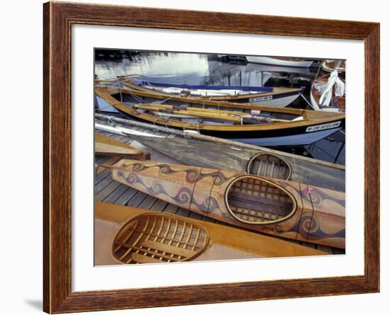 Kayaks and Rowboats at the Center for Wooden Boats, Seattle, Washington, USA-William Sutton-Framed Photographic Print