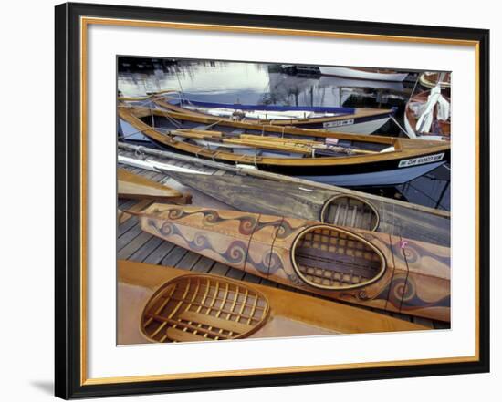 Kayaks and Rowboats at the Center for Wooden Boats, Seattle, Washington, USA-William Sutton-Framed Photographic Print