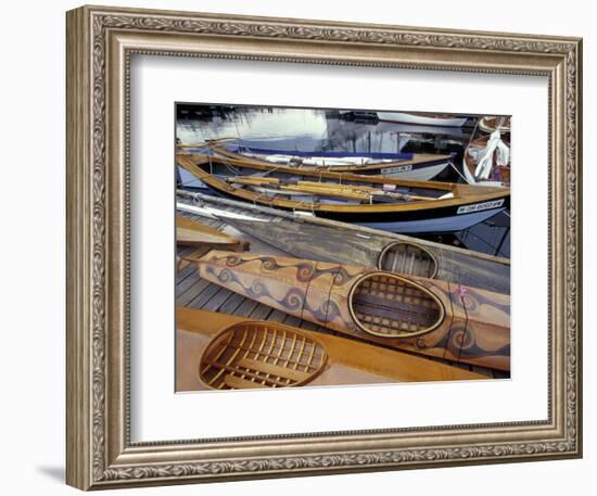 Kayaks and Rowboats at the Center for Wooden Boats, Seattle, Washington, USA-William Sutton-Framed Photographic Print