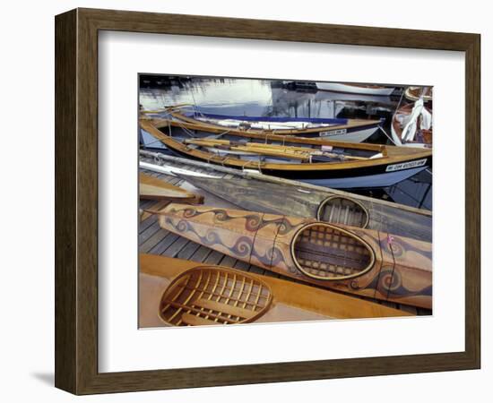 Kayaks and Rowboats at the Center for Wooden Boats, Seattle, Washington, USA-William Sutton-Framed Photographic Print