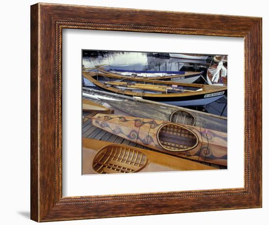 Kayaks and Rowboats at the Center for Wooden Boats, Seattle, Washington, USA-William Sutton-Framed Photographic Print