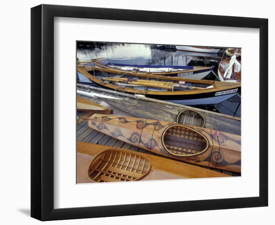 Kayaks and Rowboats at the Center for Wooden Boats, Seattle, Washington, USA-William Sutton-Framed Photographic Print