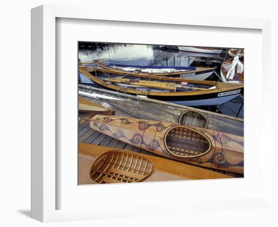 Kayaks and Rowboats at the Center for Wooden Boats, Seattle, Washington, USA-William Sutton-Framed Photographic Print