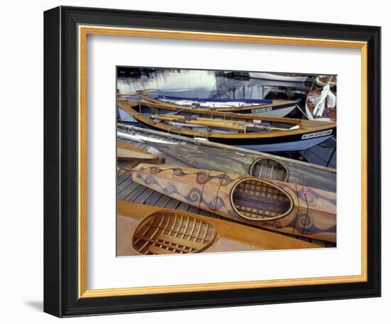 Kayaks and Rowboats at the Center for Wooden Boats, Seattle, Washington, USA-William Sutton-Framed Photographic Print