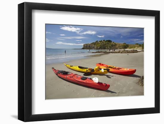 Kayaks, Doctors Point, Mapoutahi Pa, Maori Pa Site, South Island, New Zealand-David Wall-Framed Photographic Print