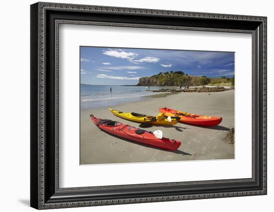 Kayaks, Doctors Point, Mapoutahi Pa, Maori Pa Site, South Island, New Zealand-David Wall-Framed Photographic Print