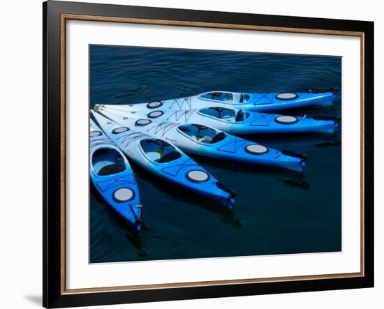 Kayaks in Harbor Along Bearskin Neck, Rockport, Massachusetts, USA-Lisa S. Engelbrecht-Framed Photographic Print