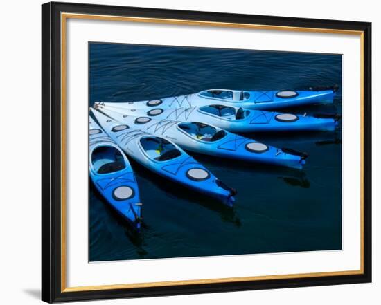 Kayaks in Harbor Along Bearskin Neck, Rockport, Massachusetts, USA-Lisa S. Engelbrecht-Framed Photographic Print