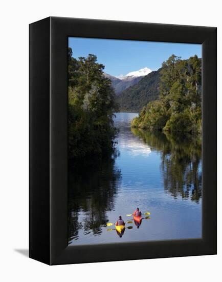 Kayaks, Moeraki River by Lake Moeraki, West Coast, South Island, New Zealand-David Wall-Framed Premier Image Canvas