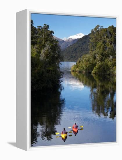 Kayaks, Moeraki River by Lake Moeraki, West Coast, South Island, New Zealand-David Wall-Framed Premier Image Canvas
