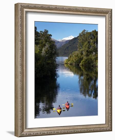 Kayaks, Moeraki River by Lake Moeraki, West Coast, South Island, New Zealand-David Wall-Framed Photographic Print