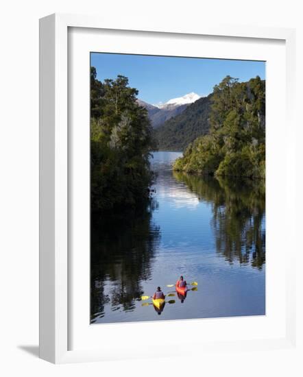 Kayaks, Moeraki River by Lake Moeraki, West Coast, South Island, New Zealand-David Wall-Framed Photographic Print