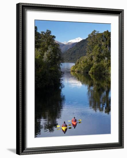 Kayaks, Moeraki River by Lake Moeraki, West Coast, South Island, New Zealand-David Wall-Framed Photographic Print