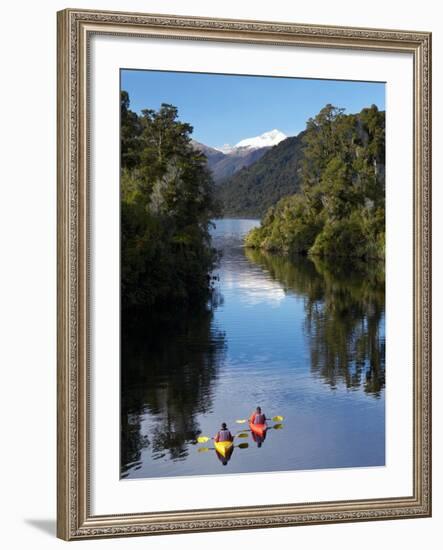 Kayaks, Moeraki River by Lake Moeraki, West Coast, South Island, New Zealand-David Wall-Framed Photographic Print