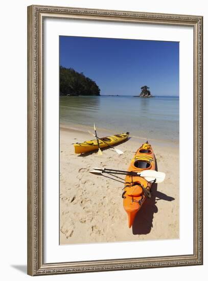 Kayaks on Beach, Torrent Bay, Abel Tasman National Park-Stuart Black-Framed Photographic Print