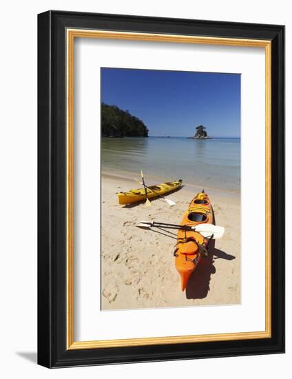 Kayaks on Beach, Torrent Bay, Abel Tasman National Park-Stuart Black-Framed Photographic Print