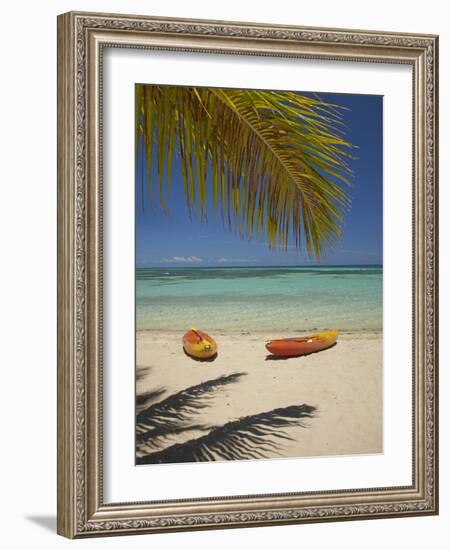 Kayaks on the Beach, Plantation Island Resort, Malolo Lailai Island, Mamanuca Islands, Fiji-David Wall-Framed Photographic Print