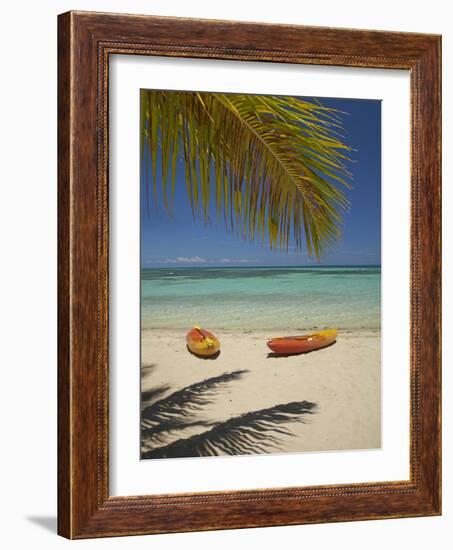 Kayaks on the Beach, Plantation Island Resort, Malolo Lailai Island, Mamanuca Islands, Fiji-David Wall-Framed Photographic Print