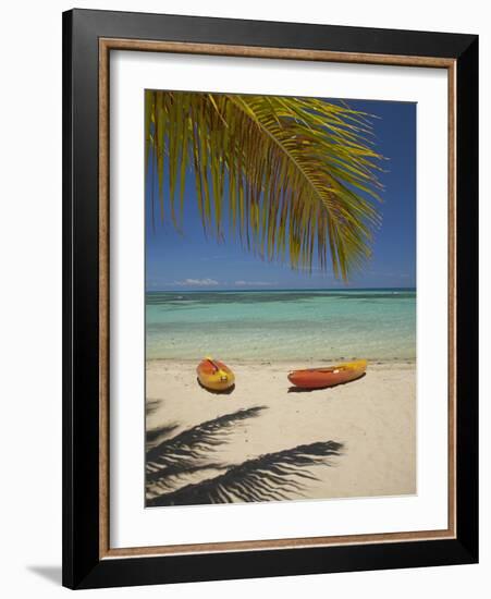 Kayaks on the Beach, Plantation Island Resort, Malolo Lailai Island, Mamanuca Islands, Fiji-David Wall-Framed Photographic Print