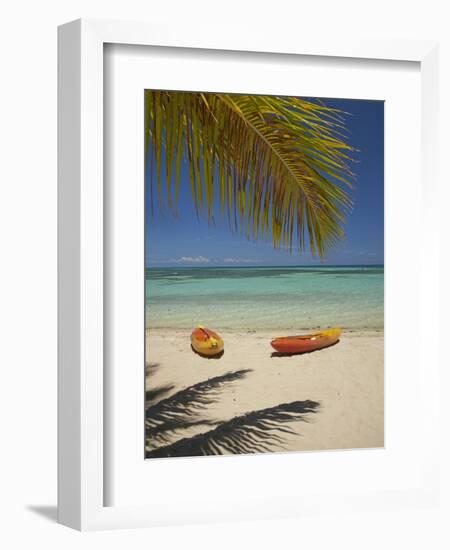 Kayaks on the Beach, Plantation Island Resort, Malolo Lailai Island, Mamanuca Islands, Fiji-David Wall-Framed Premium Photographic Print